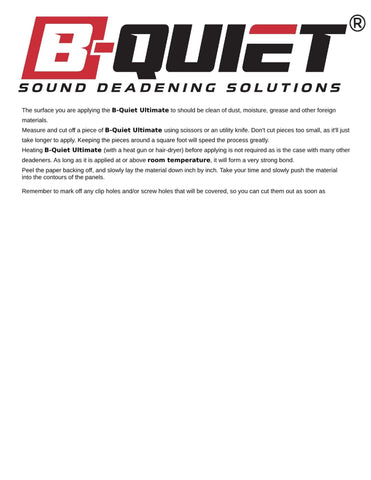 B-Quiet Ultimate Sound Deadener 12 SqFt. roll - B-Quiet