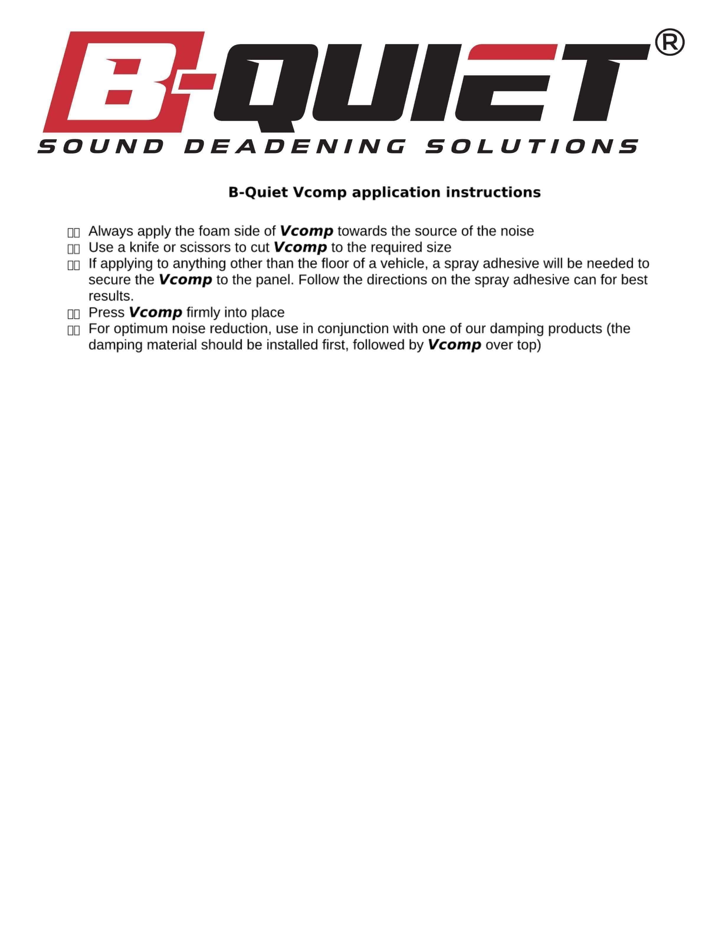 B-Quiet VComp Mass Loaded Vinyl Sound Absorbing Mat Barrier - B-Quiet